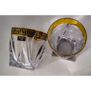 Szklanki do whisky z kryształowego szkła 6x340 ml QUADRO VERSO GOLD - obrazek 3