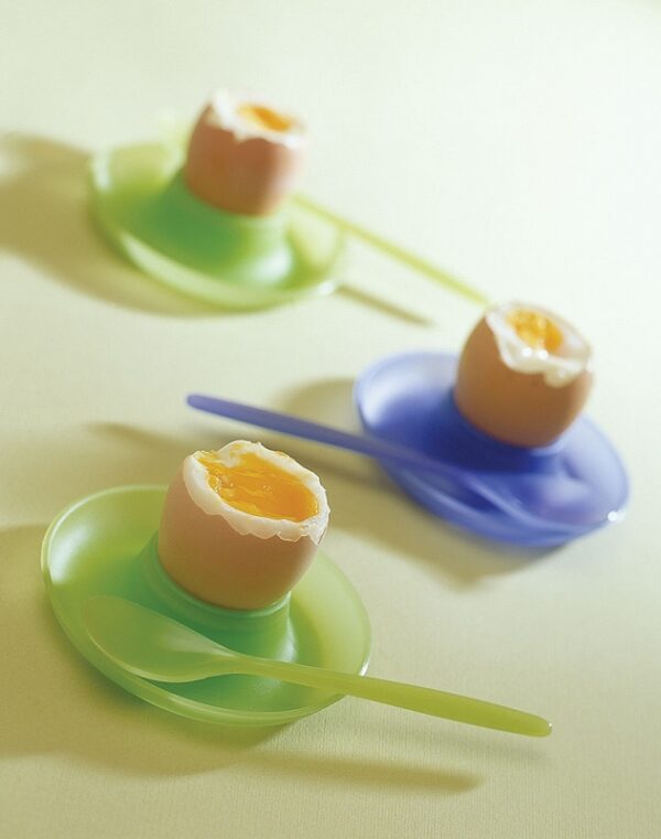 Podstawka pod jajko 4 szt + łyżeczki