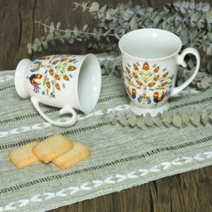 Zestaw 2 eleganckich kubków porcelanowych Livello – wzór folkowy - obrazek 3