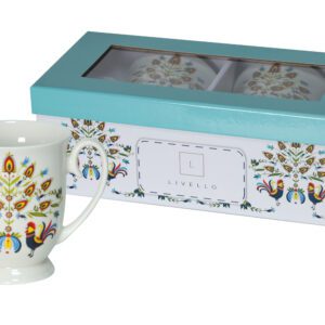 Zestaw 2 eleganckich kubków porcelanowych Livello – wzór folkowy - obrazek 1
