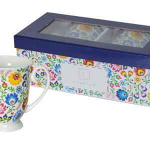 Zestaw 2 eleganckich kubków porcelanowych Livello – wzór kwiatowy, 320 ml - obrazek 1