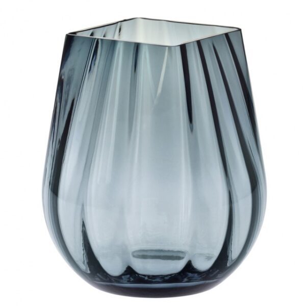 Wazon w optyku pionowym szaro- niebieski h-25,5 cm