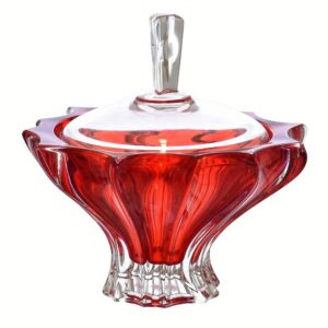 Bombonierka na słodycze – Plantica Red 15 cm, szkło kryształowe - obrazek 1