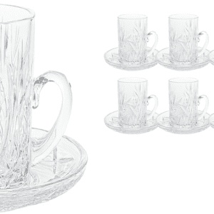 Filiżanki kryształowa Huta Zawiercie – Szlif „Młynek” ze spodkiem 6 sztuk - obrazek 1