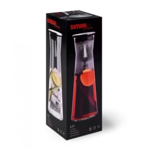 Karafka 1,1 L szklana do wody z pomarańczowym korkiem INDIS SIMAX - obrazek 3