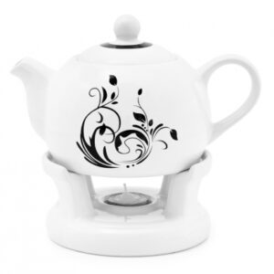 DZBANEK NA PODGRZEWACZU 1L BL-T-42 CZARNY KWIATBS-ZIOŁA - obrazek 1