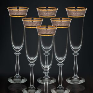 Kieliszki do szampana 6x190 ml ANGELA ZŁOTO-PLATYNA - obrazek 3