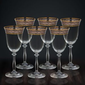 Kieliszki do wina 6x250 ml ANGELA ZŁOTO-PLATYNA - obrazek 3