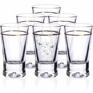 KIELISZKI DO WÓDKI ZESTAW 6SZT  25ML ZŁ PASEK - obrazek 1