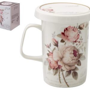 Kubek z zaparzaczem i pokrywką ceramika 340ML - obrazek 1