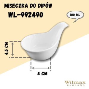 Miseczka do dipów 12,5 cm, 100 ml porcelana Wilmax - obrazek 4