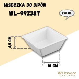 Naczynie do dipów 11x11x4,5cm 250ml porcelana - obrazek 2
