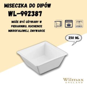 Naczynie do dipów 11x11x4,5cm 250ml porcelana - obrazek 4