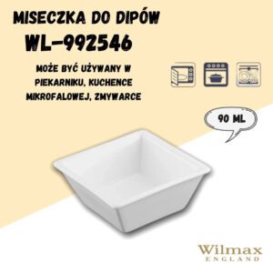 Naczynie do dipów 7,5x7,5x3,5cm 90ml  porcelana - obrazek 4