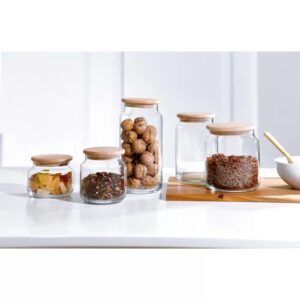 Pojemnik 1220 ml szklany z drewnianą pokrywką ECO - obrazek 3