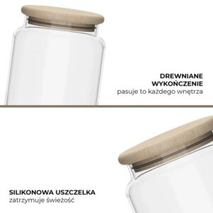 Pojemnik szklany 500 ml z drewnianą pokrywką ECO - obrazek 4