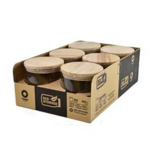 Pojemnik szklany 400 ml z drewnianą pokrywką ECO - obrazek 3