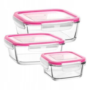 Pojemnik szklany z pokrywą 1000 ml róż FRESCO Lav - obrazek 2