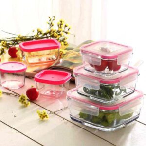 Pojemnik szklany z pokrywą 1000 ml róż FRESCO Lav - obrazek 3