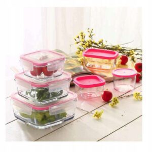 Pojemnik szklany z pokrywą 1000 ml róż FRESCO Lav - obrazek 4