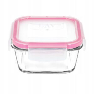 Pojemnik szklany z pokrywą 400 ml róż FRESCO Lav - obrazek 1