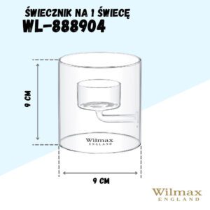 Świecznik szklany na 1 tealight Wilmax 9 cm - obrazek 2