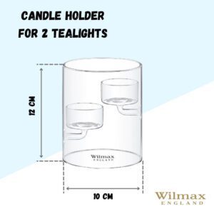Świecznik szklany na 2 tealighty Wilmax 12 cm - obrazek 4