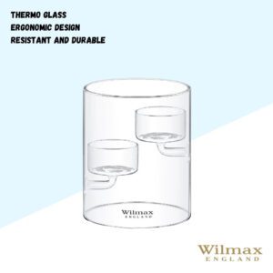 Świecznik szklany na 2 tealighty Wilmax 12 cm - obrazek 5