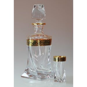 Ekskluzywny zestaw do likieru z kryształowego szkła QUADRO VERSO GOLD 6+1 - obrazek 1