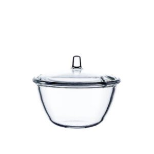 Cukiernica okrągła szklana z pokrywką z miejsce na łyżeczkę 12cm - obrazek 1