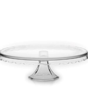 Patera na ciasto tort szklana na nóżce 32cm.FALA dół - obrazek 1