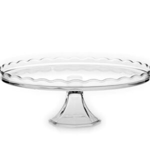 Patera na ciasto tort szklana na nóżce 32cm. FALA góra - obrazek 2