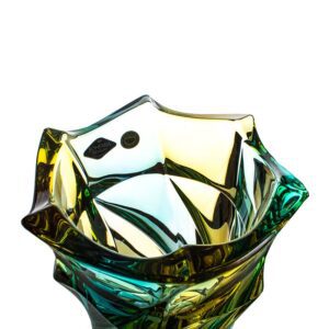 Wazon kryształowy na nodze 38 cm FLAMENCO LEMON - obrazek 4