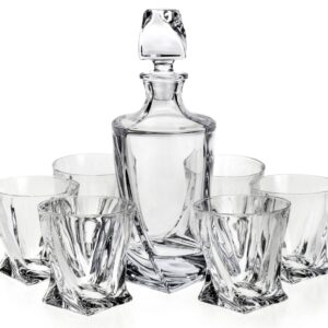 Komplet kryształowy do whisky 6x340 ml+ karafka 770 ml QUADRO - obrazek 1