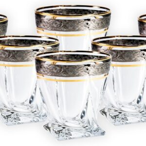 Ekskluzywne szklanki do whisky z kryształowego szkła 6x340 ml QUADRO ZŁOTO-PLATYNA - obrazek 1