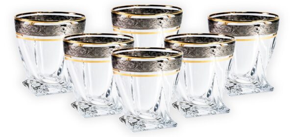 B-949209 zloto-platyna QUADRO ZŁOTO-PLATYNA SZKLANKA WHISKY 6 SZT