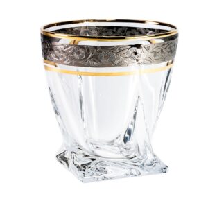 Ekskluzywne szklanki do whisky z kryształowego szkła 6x340 ml QUADRO ZŁOTO-PLATYNA - obrazek 2