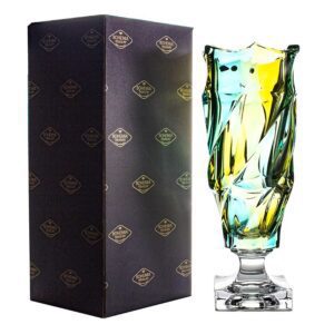 Wazon kryształowy na nodze 38 cm FLAMENCO LEMON - obrazek 2