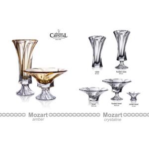 Wazon kryształowy na nodze 40 cm MOZART AMBER - obrazek 2