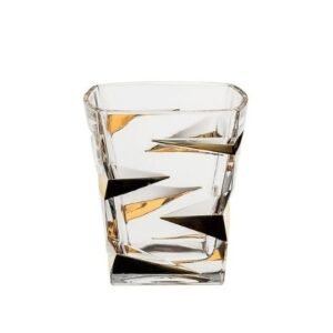 Szklanki do whisky kryształowe 6x300 ml ZIG ZAG GOLD - obrazek 1