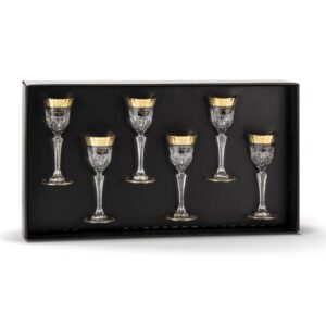 Kieliszki kryształowe do likieru wódki 6x80 ml MIRADOR GOLD - obrazek 4