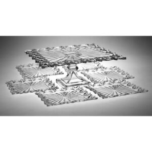 Zestaw patera kryształowa na nodze 32 cm+6 talerzyków deserowych PIERCE - obrazek 2