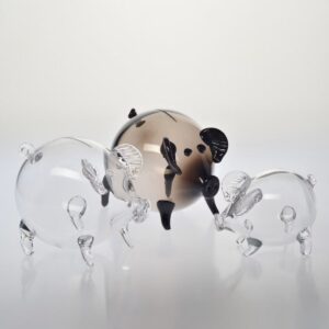 Skarbonka szklana świnka XXL 25,5 cm dymna brązowa KROSNO gładka do rozbicia - obrazek 2