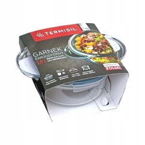 Garnek naczynie 1,8 l żaroodporny do pieczenia chleba z pokrywą - obrazek 1