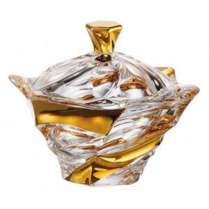 Bombonierka kryształowa z przykryciem 20,5 cm FLAMENCO BELT GOLD - obrazek 1