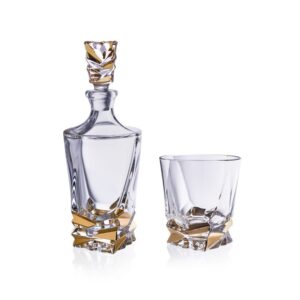 Kryształowy set do whisky 6 szkl.+karafka PORTO STEP GOLD - obrazek 2