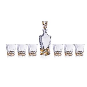 Kryształowy set do whisky 6 szkl.+karafka PORTO STEP GOLD - obrazek 1