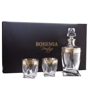 Zestaw do whisky z kryształowego szkła QUADRO ZŁOTO-PLATYNA 6+1 - obrazek 3