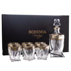 Zestaw do whisky z kryształowego szkła QUADRO ZŁOTO-PLATYNA 6+1 - obrazek 4