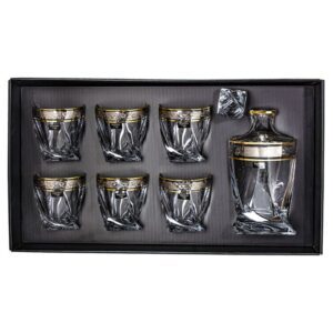 Zestaw do whisky z kryształowego szkła QUADRO ZŁOTO-PLATYNA 6+1 - obrazek 2